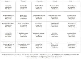 School Lunch Menus For The Week Feb. 24-28