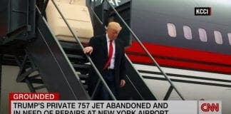 1 engine broken, the other wrapped. This is the current state of Trump's 757