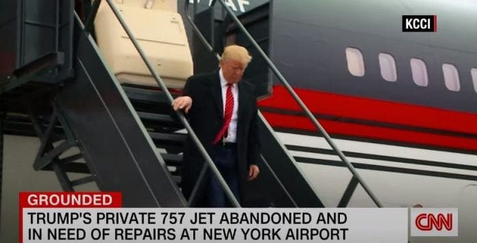 1 engine broken, the other wrapped. This is the current state of Trump's 757