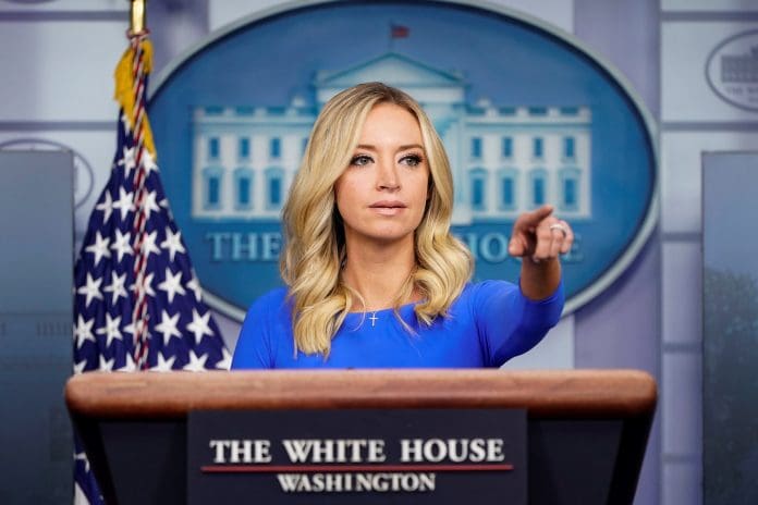 Image: White House Press Secretary McEnany speaks at the White House in Washington Kayleigh McEnany