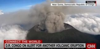 Remarkable aerial video shows volcano spewing ash