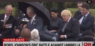 Boris Johnson's umbrella struggle makes Prince Charles laugh