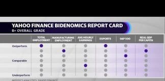 President Biden gets a B+ on the economy from Yahoo Finance Bidenomics report card